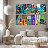 Painting by Numbers Art Illustration Colorful Houses 2-Panel